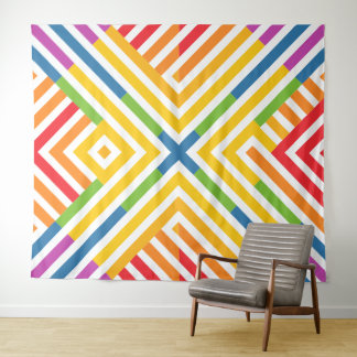 Rainbow diagonal lines figure tapestry