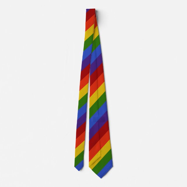 Rainbow Diagonal Stripe Neck Tie (Back)