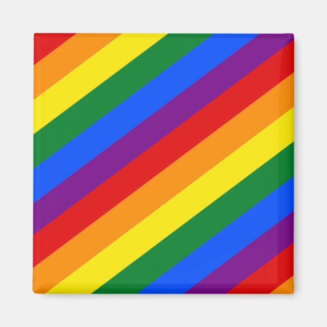 rainbow diagonal stripes pattern magnet (Front)