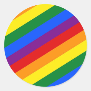 rainbow diagonal stripes pattern sticker circle