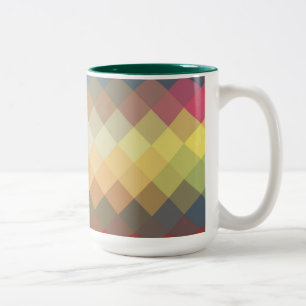 Rainbow Diamond Chevron Pattern Two-Tone Coffee Mug