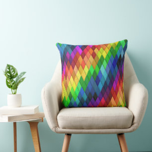 Rainbow Diamond Geometric Pattern Cushion