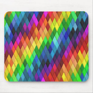Rainbow Diamond Geometric Pattern Mouse Mat