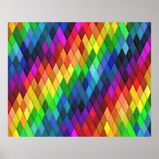 Rainbow Diamond Geometric Pattern Poster (Front)