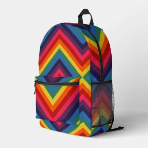 Rainbow Diamond Pattern Printed Backpack