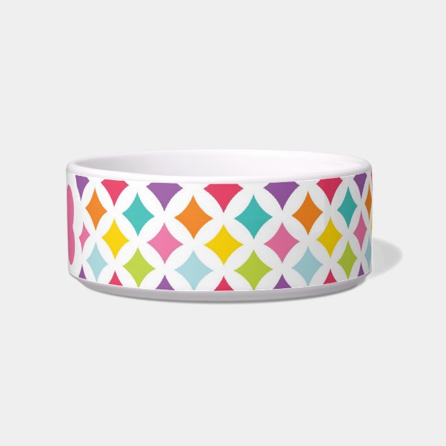 Rainbow Diamond Print Personalised Bowl (Right)
