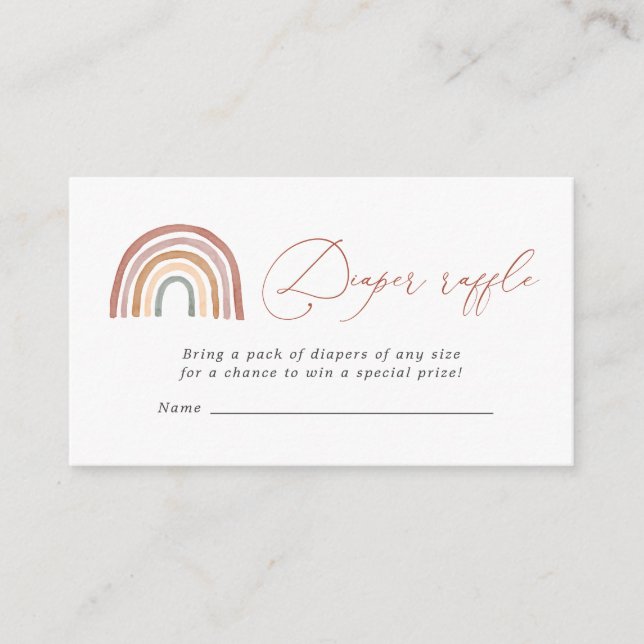 Rainbow Diaper Raffle Baby Shower Card (Front)