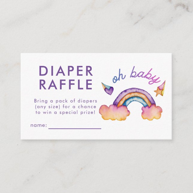 Rainbow Diaper Raffle Ticket Enclosure Card (Front)