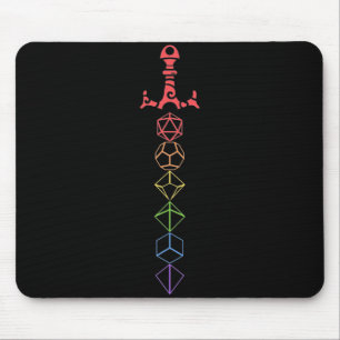 Rainbow Dice Sword Tabletop RPG Gaming Mouse Mat