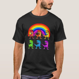 Rainbow Dinosaur Queer T Rex LGBT Gay Pride T-Shirt
