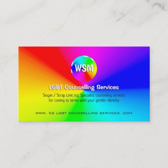 Rainbow Disc LGBT Counselling Services Business Card (Front)