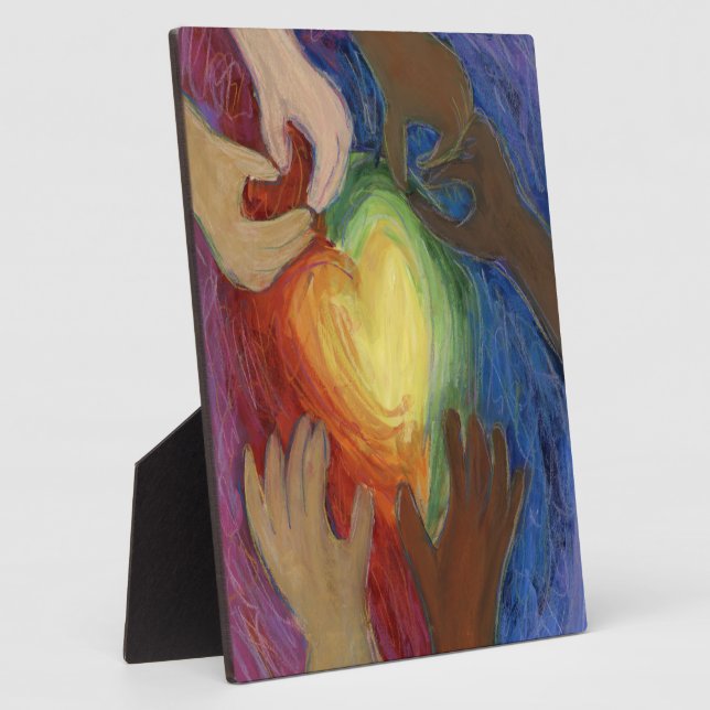 Rainbow Diversity Hearts Art Print DEI Plaque (Side)