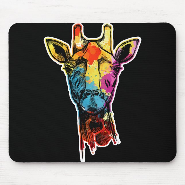 Rainbow DJ Cat Neon Funny Animals With Music Mouse Mat (Front)