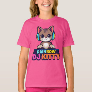 RAINBOW DJ KITTY - Vibrant Cat T-Shirt