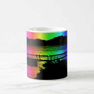 Rainbow Dock Silhouettes Coffee Cup and Mug