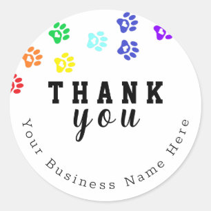Rainbow Dog Paw Custom Thank You Stickers