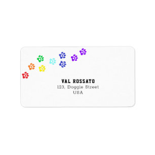Rainbow Dog Paw  Label