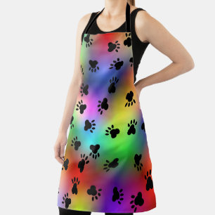 Rainbow Dog Paw Prints Apron