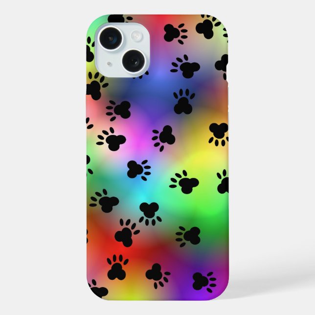 Rainbow Dog Paw Prints iPhone Case (Back)