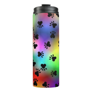 Rainbow Dog Paw Prints Thermal Tumbler