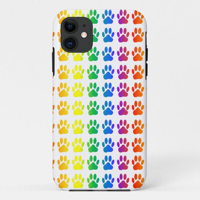 Rainbow Dog Pawprint Case-Mate iPhone Case (Back)