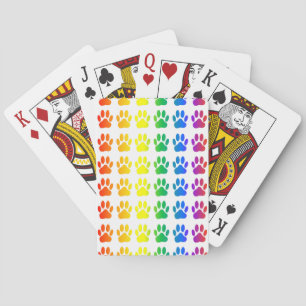 Rainbow Dog Pawprint Playing Cards