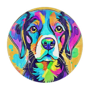 Rainbow Dog Portrait Design  Cutting Board