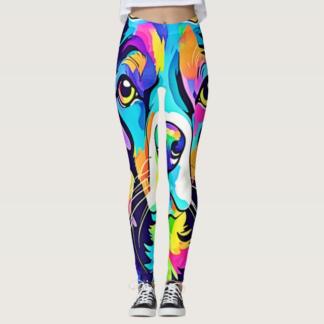 Rainbow Dog Portrait Design  Leggings