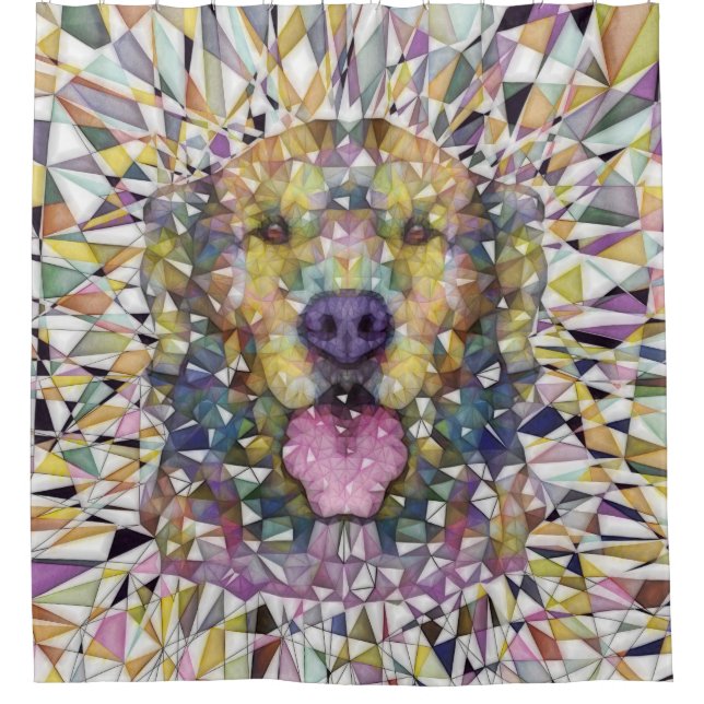 rainbow dog shower curtain (Front)