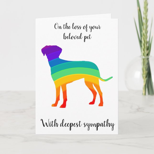 Rainbow dog silhouette photo pet sympathy card (Front)