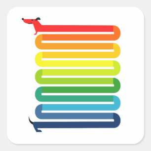 Rainbow Dog Square Sticker