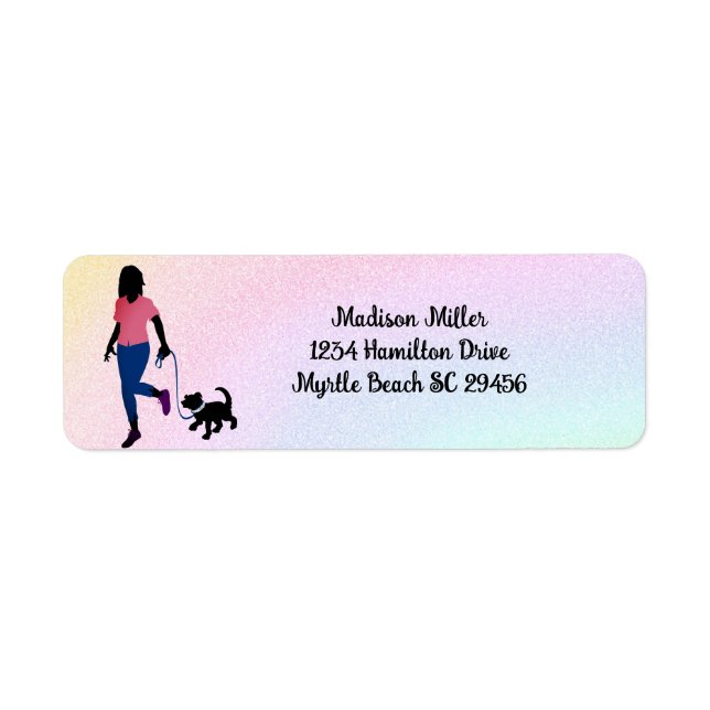 Rainbow Dog Walker/ Pet Sitter  Return Label (Front)