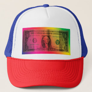 Rainbow dollar trucker hat