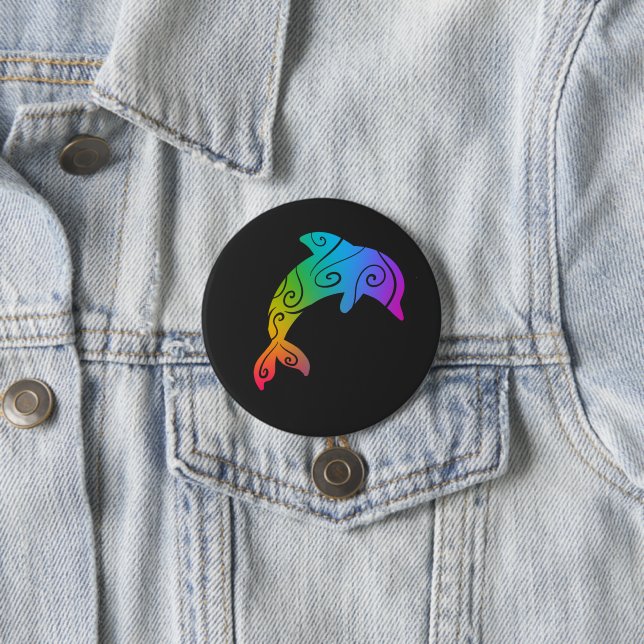 Rainbow Dolphin Button (In Situ)