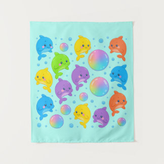 Rainbow Dolphins Tapestry