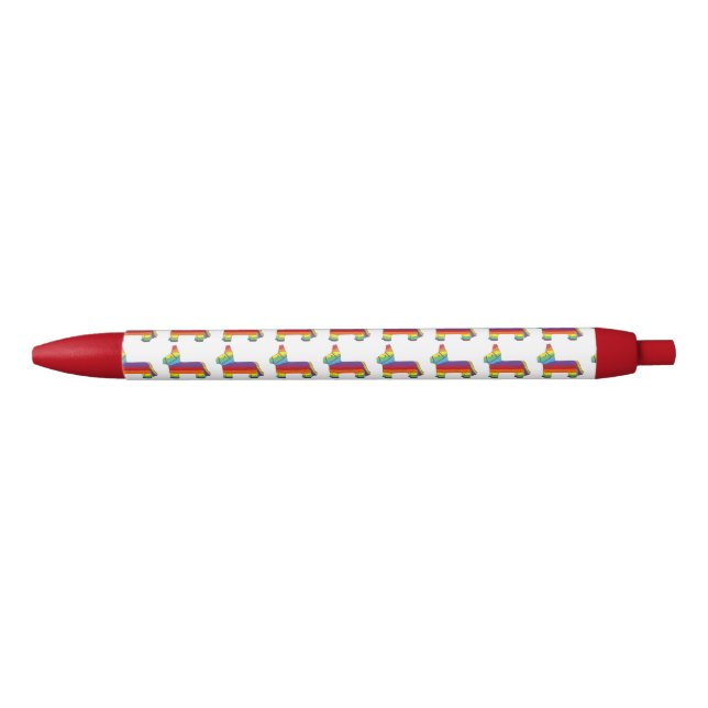 Rainbow Donkey Piñata Birthday Party Fiesta Pride Red Ink Pen (Front)
