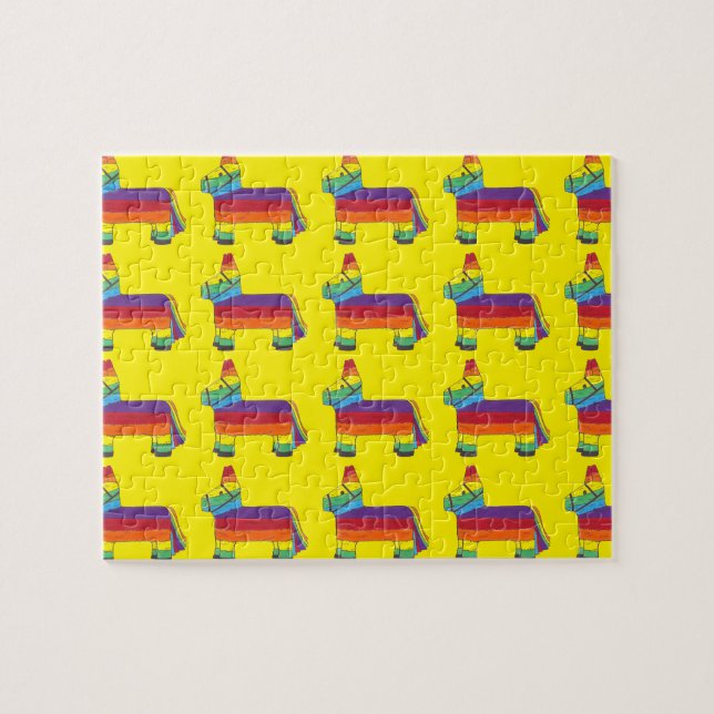 Rainbow Donkey Piñata Fiesta Birthday Party Pride Jigsaw Puzzle (Horizontal)