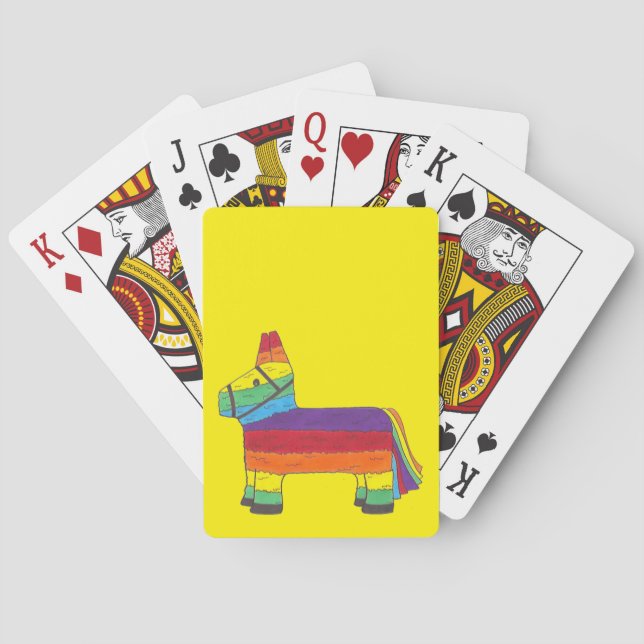 Rainbow Donkey Piñata Fiesta Birthday Party Pride Playing Cards (Back)