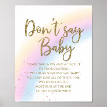 Rainbow Don't Say Baby Baby Shower Game