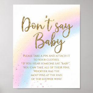 Rainbow Don't Say Baby Baby Shower Game Poster