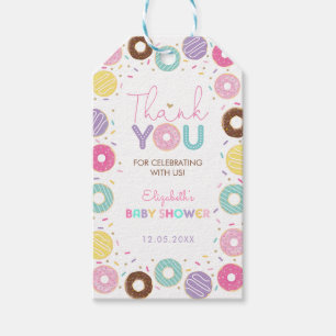 Rainbow Donuts Baby Shower Doughnut Thank You Gift Tags
