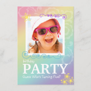 Rainbow Doodle Birthday Party Invitations