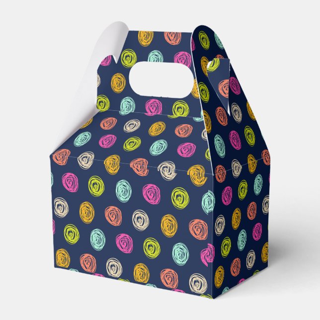 Rainbow Doodle Dot Confetti on Navy Favour Box (Front Side)
