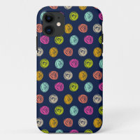 Rainbow Doodle Dot Confetti on Navy Wrapping Paper