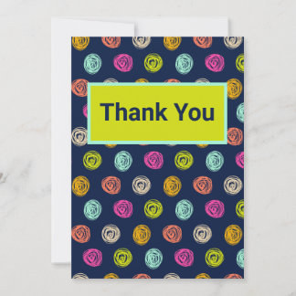 Rainbow Doodle Dot Confetti on Navy Wrapping Paper Thank You Card
