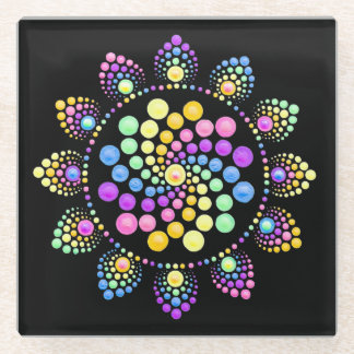 Rainbow Dot Art Mandala Coasters