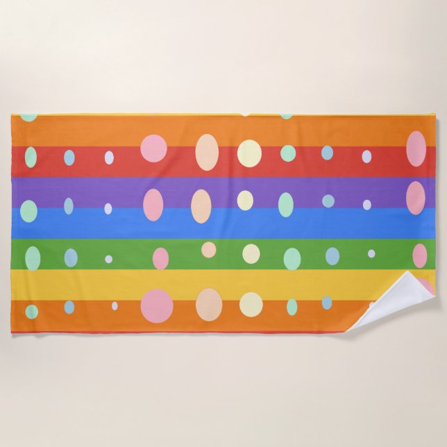 RAINBOW DOT STRIPES BEACH TOWEL (Front)