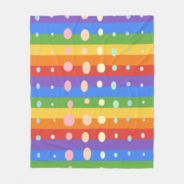 RAINBOW DOT STRIPES FLEECE BLANKET (Front)