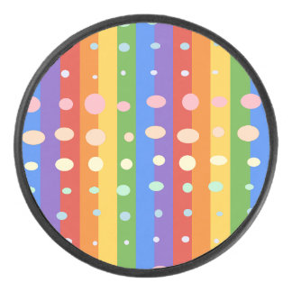 RAINBOW DOT STRIPES HOCKEY PUCK