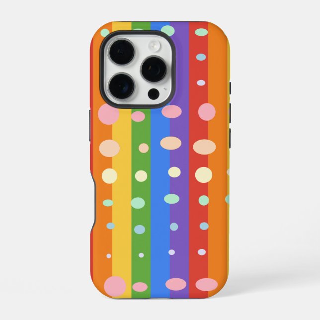 RAINBOW DOT STRIPES iPhone CASE (Back)